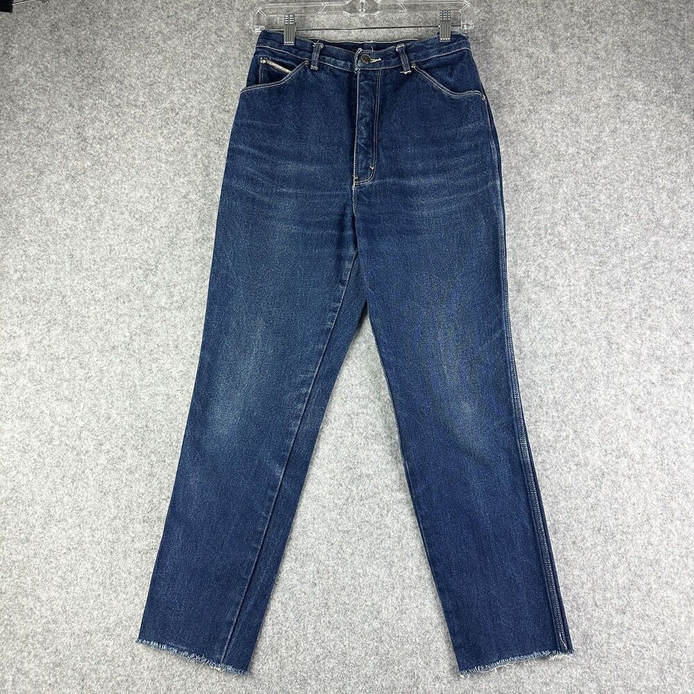 Vintage Gloria Vanderbilt GV Murjani Jeans Womens 11 Dark Wash Cropped Raw Hem*
